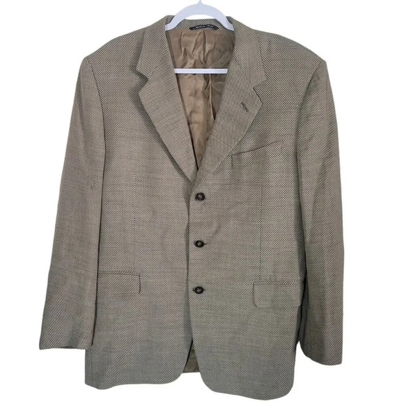 Canali Milano Sport Coat Blazer Men's Size 44 R Tan 100% Wool Made in Italy